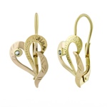 Zlaté náušnice srdce Chrissy s přírodním akvamarínem ze žlutého zlata