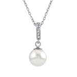 Stříbrný náhrdelník s bílou perlou Swarovski® Crystals 8mm