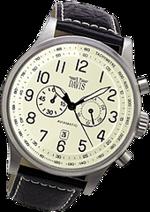 Pánské hodinky Aviamatic – barevná kombinace broušená nerez ocel / bílý ciferník / černý řemínek