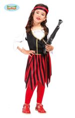 Dětský kostým pirátka,  černo-červený, 4 - 6 let