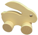 Dřevěný zajíc na kolečkách - dřevěná hračka pro nejmenší