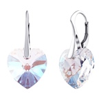 Stříbrné náušnice srdce 14mm se Swarovski® Crystals Shimmer