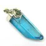 AutorskeSperky.com - Stříbrný přívěšek s aqua aura křišťálem - S7166